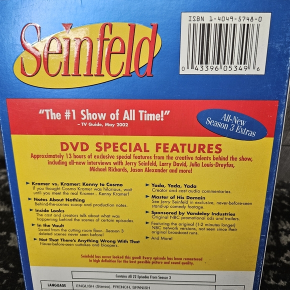 Seinfeld - Season 3 Box Set 22 Episode DVD Full Screen Remastered in HD - Picture 8 of 9